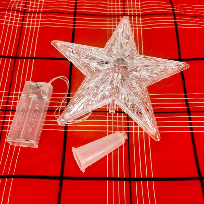 Christmas LED Transparent Five-pointed Star Tree Toppers Merry Christmas Tree Decorations for Home Xmas Ornaments Navidad Props