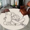 Minimalist Lines Pattern Round Rug Modern Black Line Camera Design Soft Non-slip Carpet Living Room Bedroom Decor Floor Mat