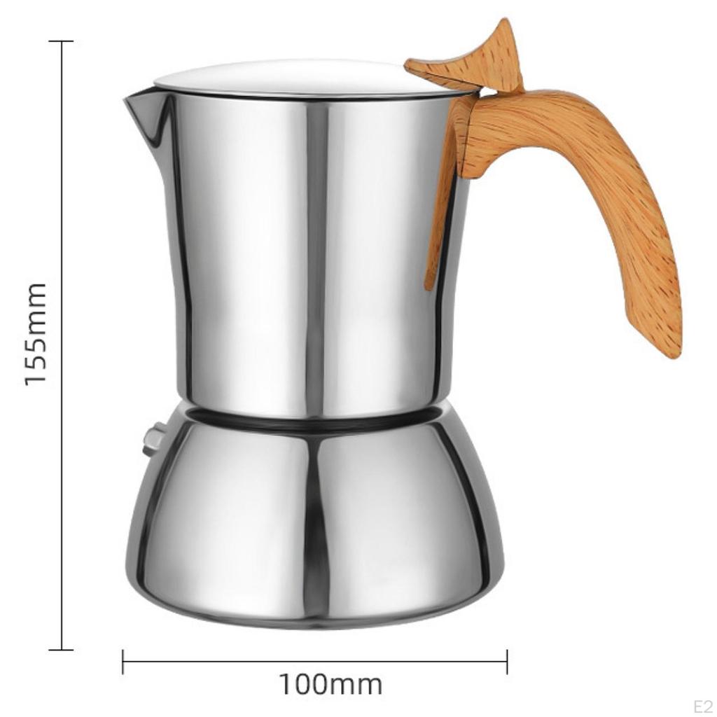Stovetop Espresso Maker Coffee Camping Pot Stainless Steel 200ml Elegant Induction Cooktops