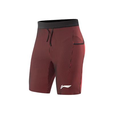 Li Ning Laufserie Gespleißte Mittelhohe Kordelzug Atmungsaktive Vielseitige Enge Sportshorts Herrenshorts Schwarz Fluoreszierend-Pink AUSV003-2