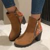 Ladies Shoes 2024 Hot Sale Side Zipper Women's Boots Winter Suede Round Toe Mixed Colors Short Barrel Chunky Heel Fashion Boots