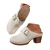 Chunky Heel Closed Toe Round Toe Women'S High Heels Leather Solid Color Memory Foam Sandals Women Fisherman Sandals For Women