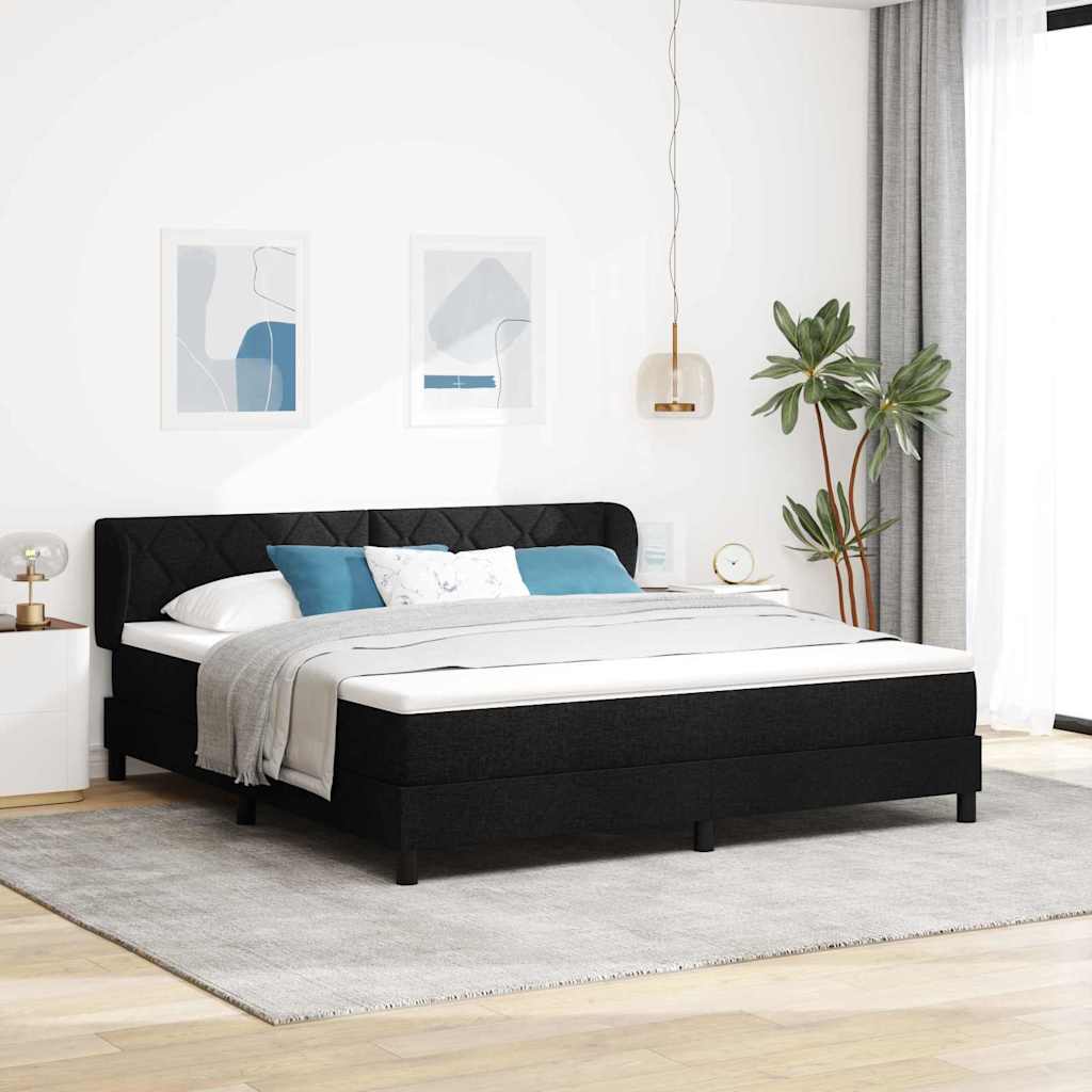 Boxspring Bed with Headboard Black 180 x 200 cm Fabric