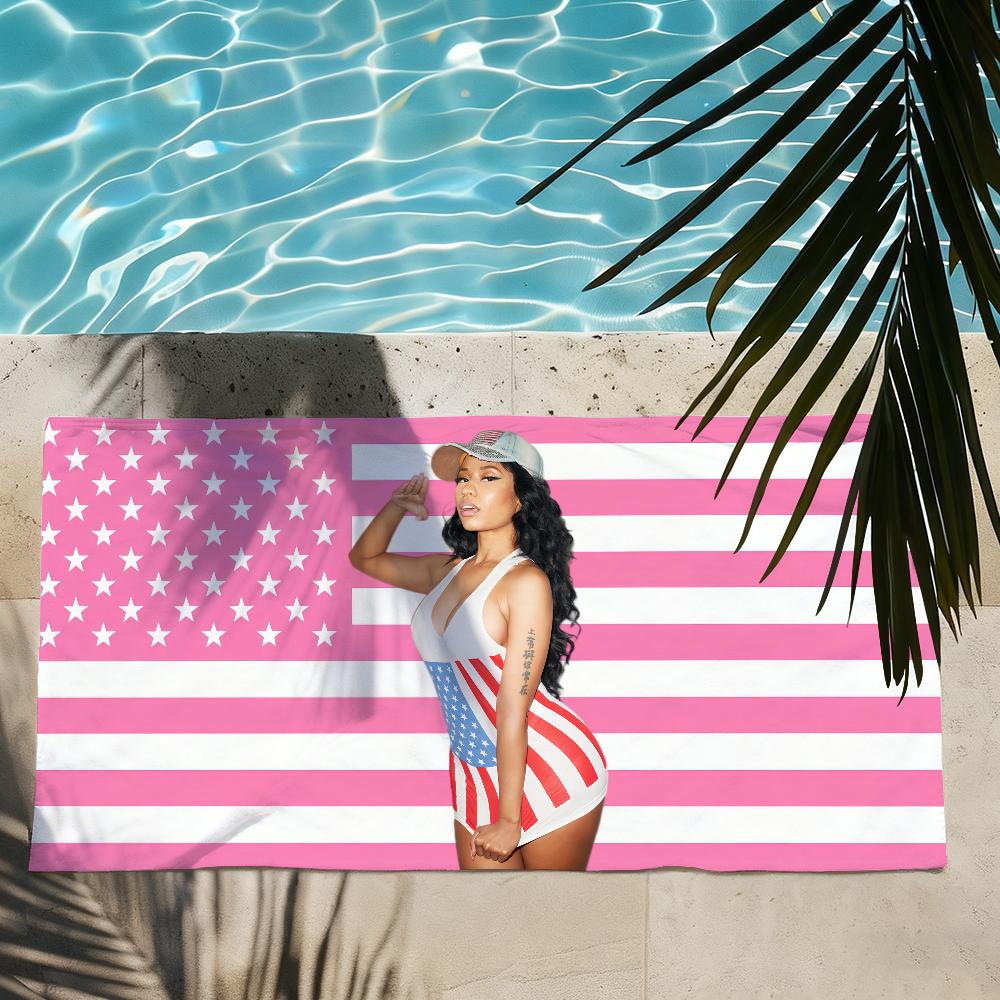 Rapperin Nicki Minaj Handtuch Schnelltrocknend Saugfähig Strandhandtuch für Sport, Fitness, Schwimmen und Outdoor-Aktivitäten