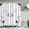 Adorable Black White Pig Design Shower Curtain Waterproof Fabric For Bathroom Decoration 72X84In