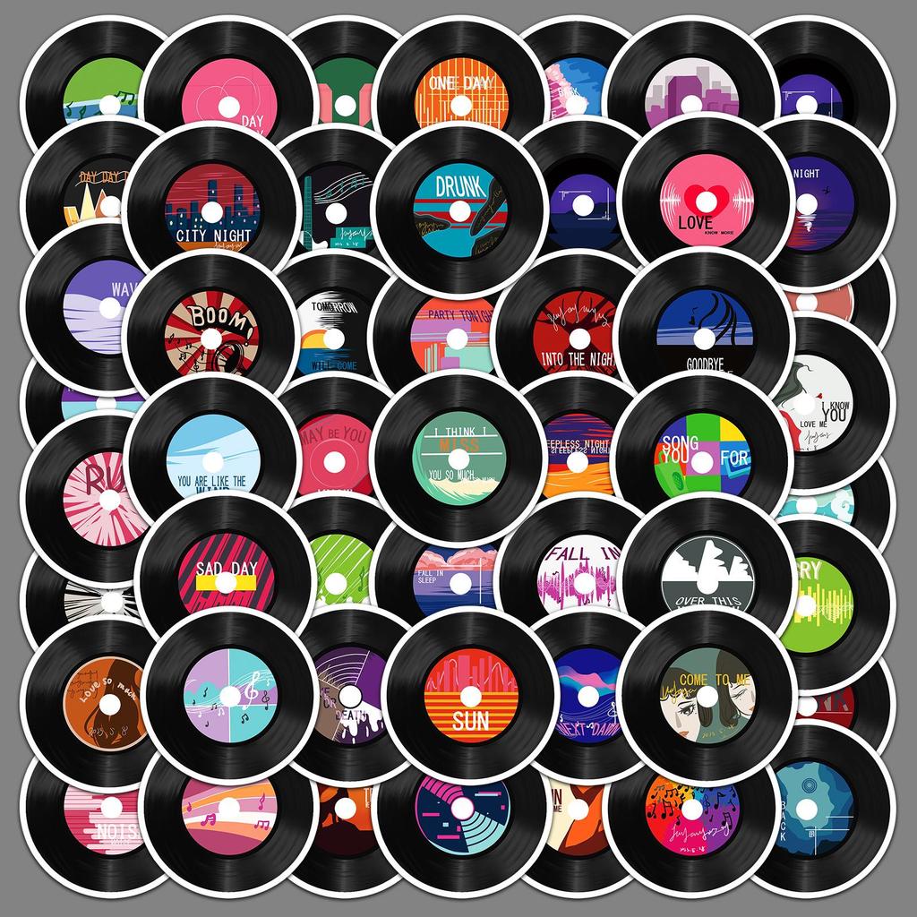 50 Retro Vinyl Record Cartoon Stickers for Journals, Notebooks, and Phones