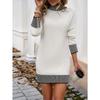 Robes Pulls Décontractées Tempérament Femme Bloc de Couleurs
