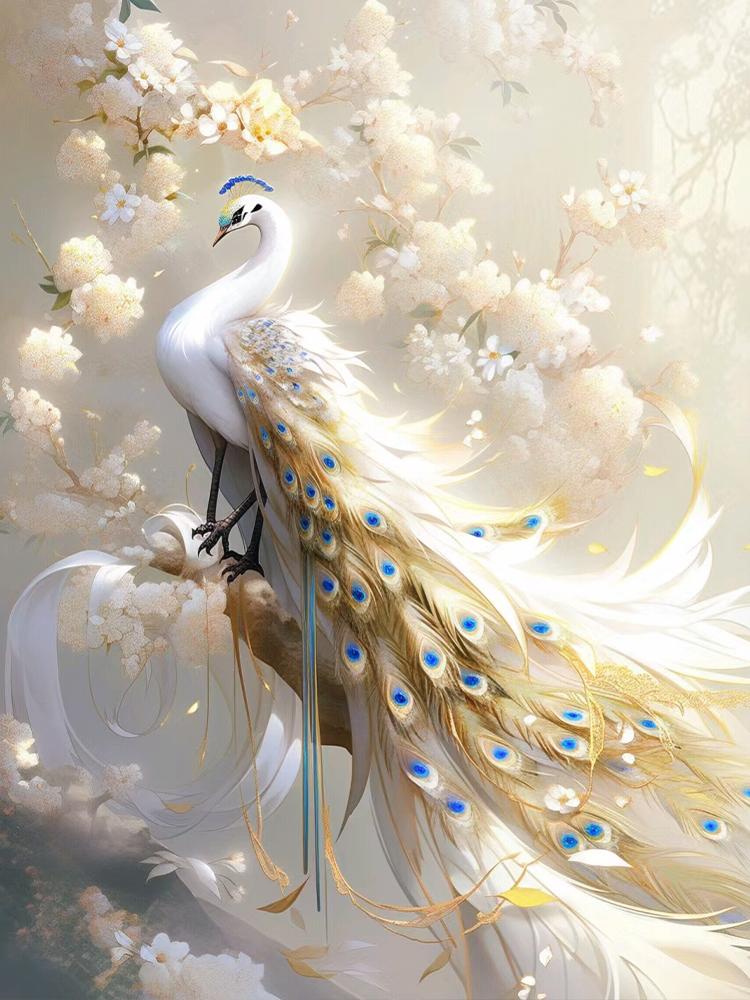 

5D Diy Животное Алмазная Картина Новинка 2023 Павлин в Цветочной Мозаике Вышивка Крестом Набор Украшения Дома Подарок Full Round 20x30CM