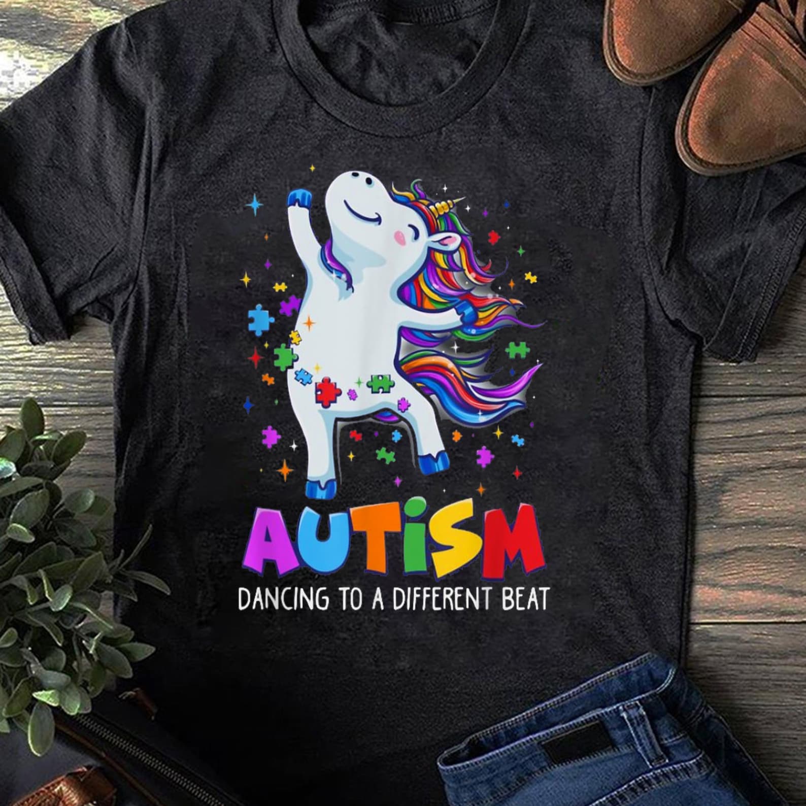 Autism awareness Dabbing unicorn puzzle piece - Autism Awareness Shirt - Mother s Day 4XL