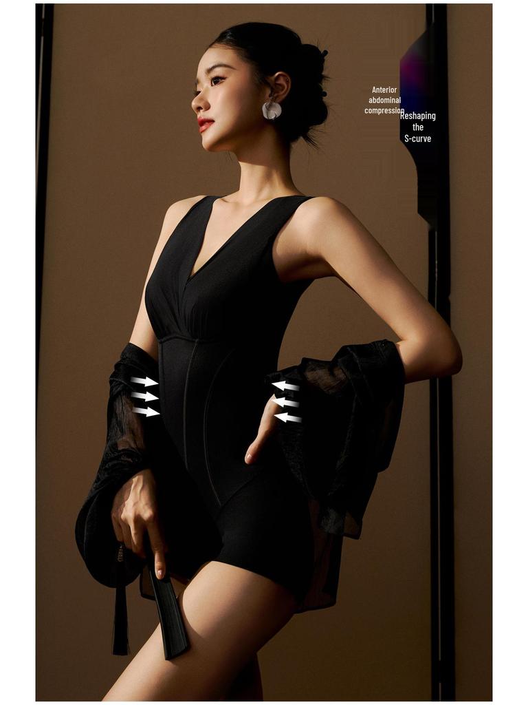 Bezszwowy jednoczęściowy body: Płaskie nogawki, Kopertowy dekolt, Kontrola brzucha, Modelujący pas, Podnoszenie pośladków, Body modelujące