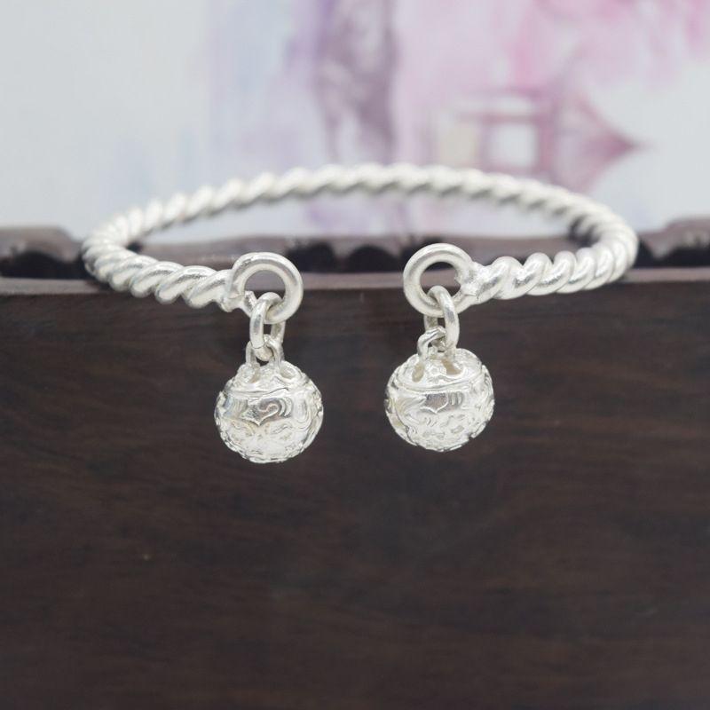 Silver plated bracelet S925 silver bracelet wedding bracelet twisted line Gong Ling ladies bell bracelet Chinese Valentine's Day couple jewelry