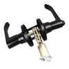 Door Lever Lock Black Aluminum Alloy with 3 Keys Locking Door Handle for Bedroom Bathroom 45‑65mm Door Thickness
