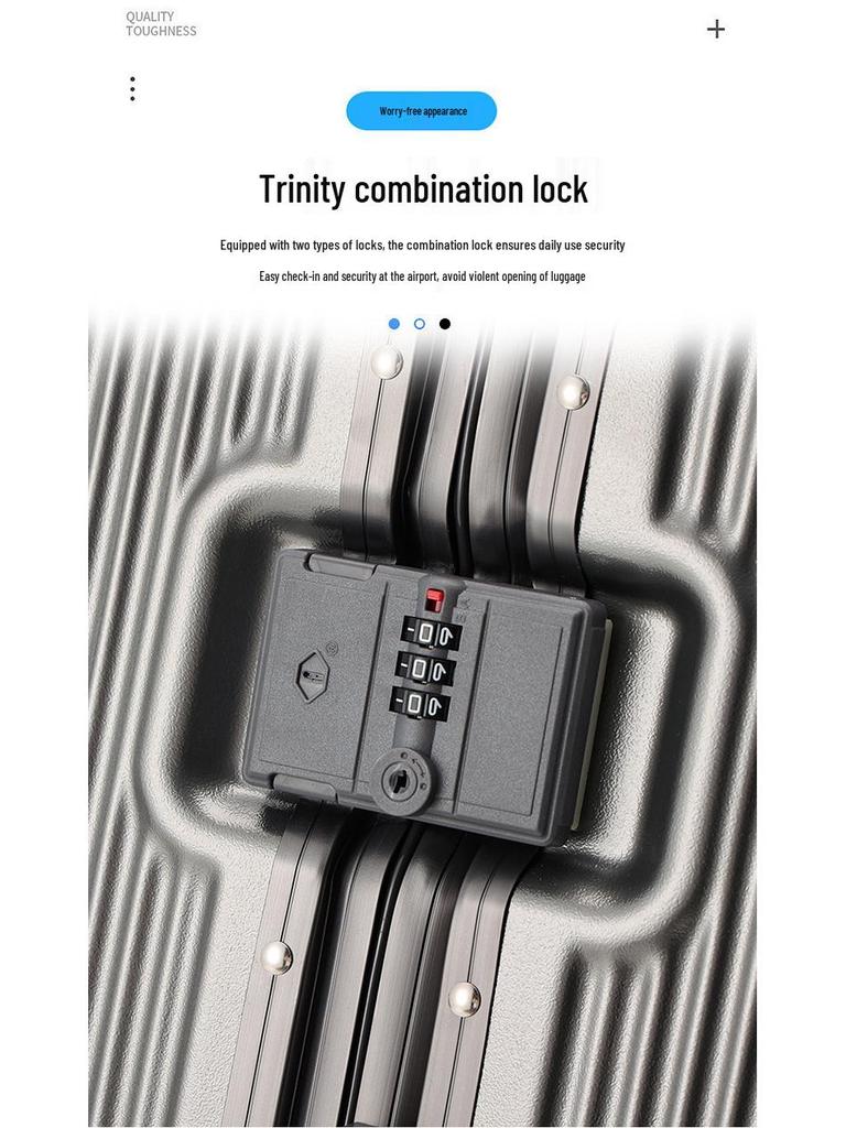 Large Capacity Aluminum Frame Suitcase: Durable, Silent Wheels, Secure Password, Unisex Design