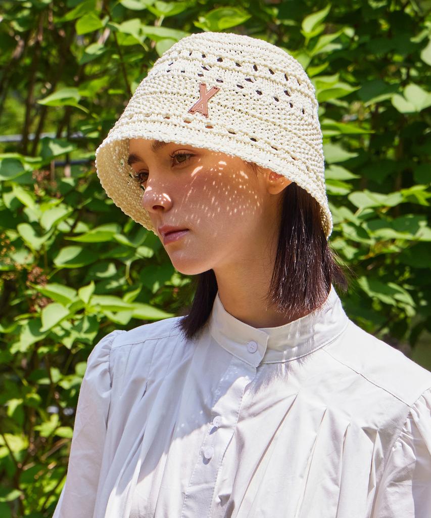 Bajal Va Patch Soft Knit Bucket Hat Ivory