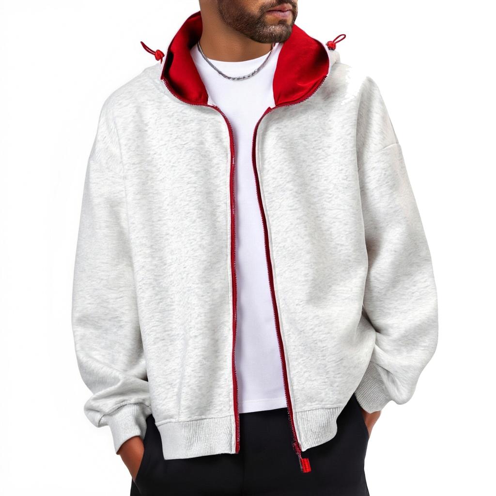 Men's Casual And Fashionable Hoodie With Contrasting Colors, Men's Loose Zipper Cardigan, Sports Hoodie Jacket