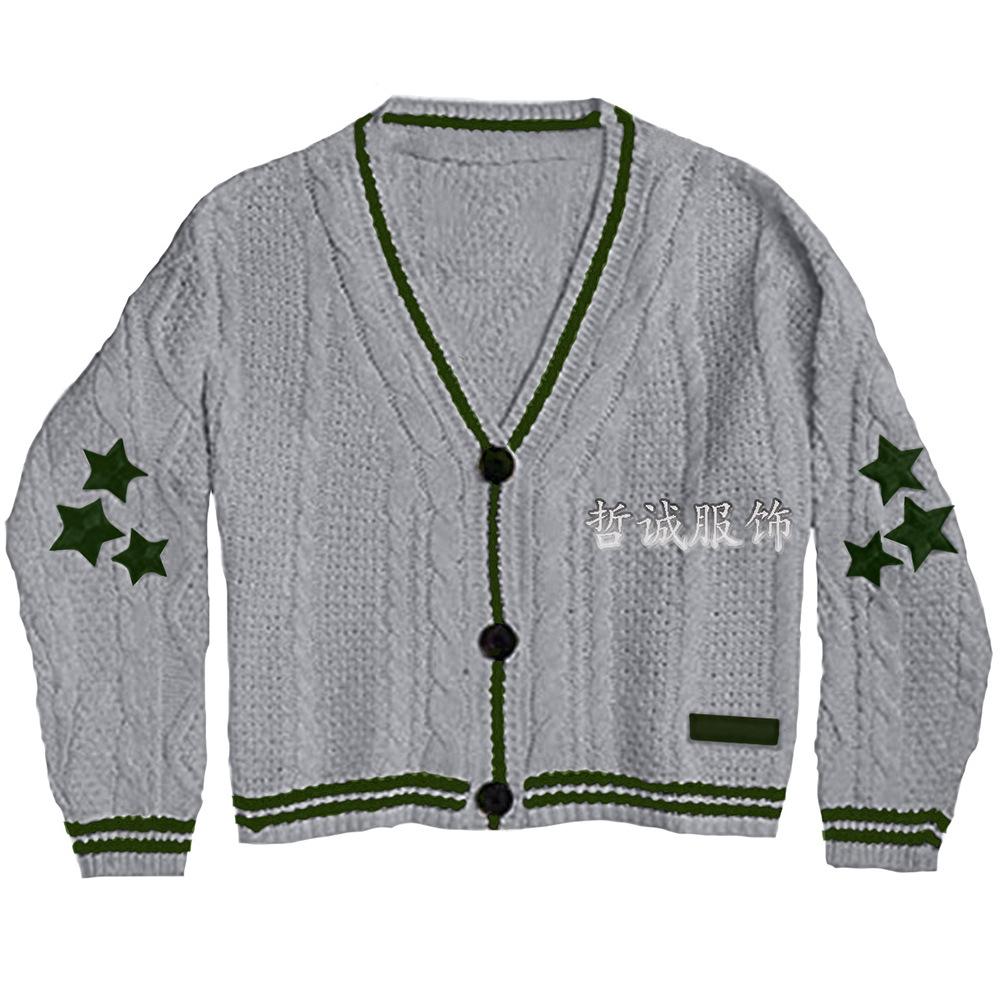 

однотонный кардиган с длинными рукавами женский темпераментный для поездок на работу в Европу и США вязаный бежевый однобортный свитер с крыльями летучей мыши XL серый