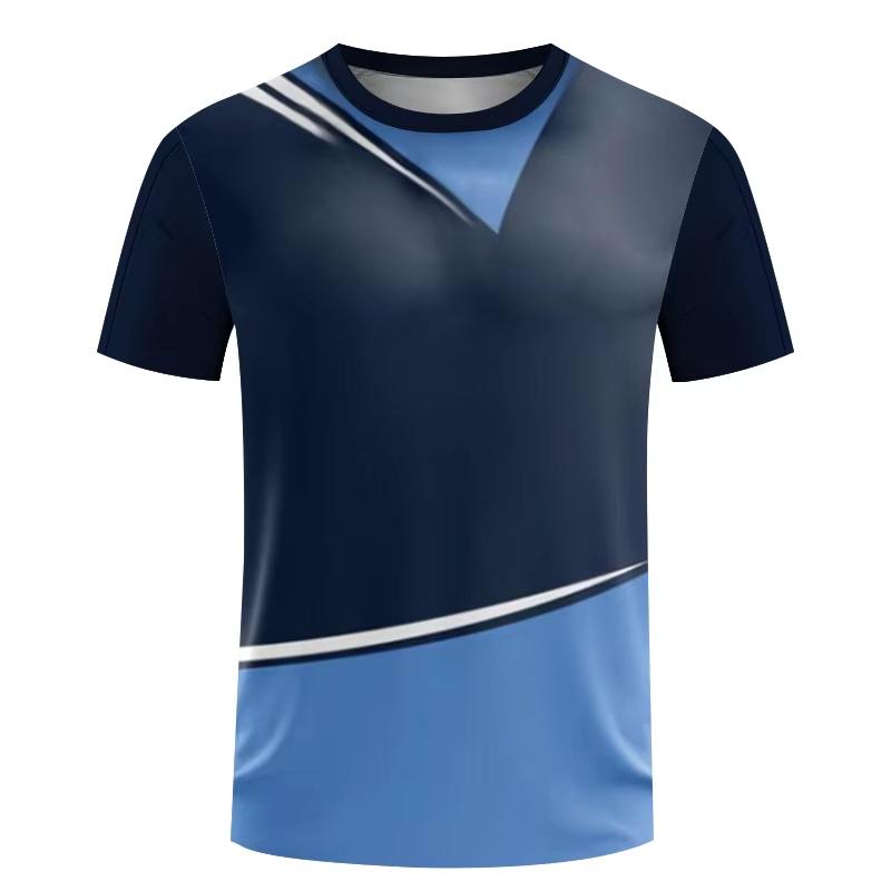 Simple Quick Dry Sports T Shirt For Men Summer Short Sleeve Fashion 3D Printed Table Tennis T-shirt Loose Casual Breathable Tees