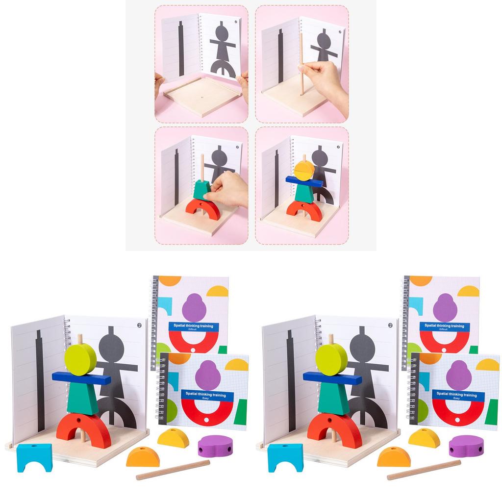 Wooden 3d Space Building Blocks With Mirrored Projection For Kids Educational Play