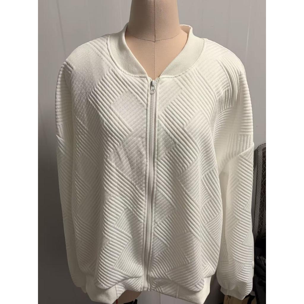 Women's Band Collar Long Sleeve Bomber Jacket Regular Fit Casual Zip Up Quilted Cardigan