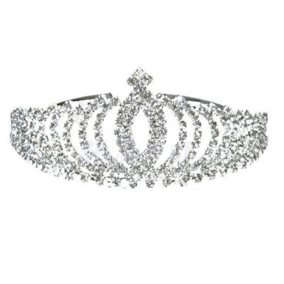 Strass Braut-Tiara – Glitzernde Krone Mit Kamm, Silberfarben, Umfang Ca. 39 Cm, Für Bachelorette & Hochzeit
