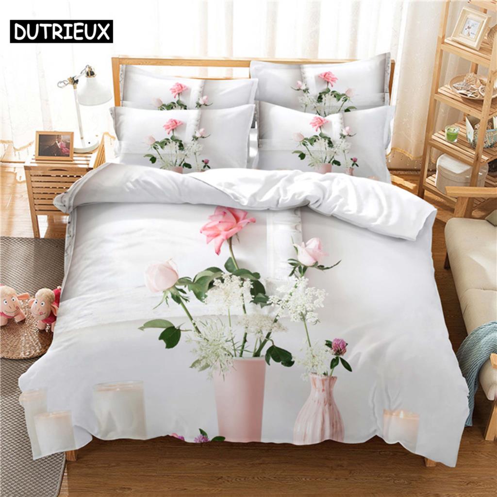 Beautiful  Flower Bedding Set Duvet Cover Set 3d Bedding Digital Printing Bed Linen Queen Size Bedding Set Fashion Design