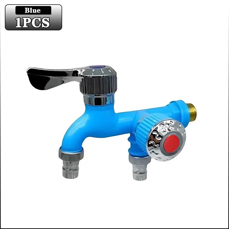 Toilet Faucet Double Outlet Double Control 2-in-1 Faucet Home Bathroom Hose Irrigation Accessory Plastic Connector