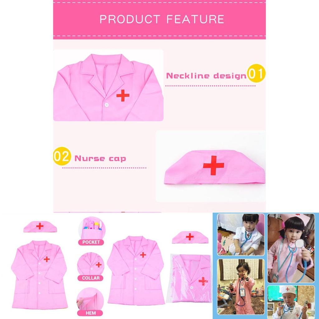 Halloween Kids Doctor Nurse Cosplay Costume Uniform Set Role Play Carnival Party High-quality Polyester One Size Fits All Perfect Gift
