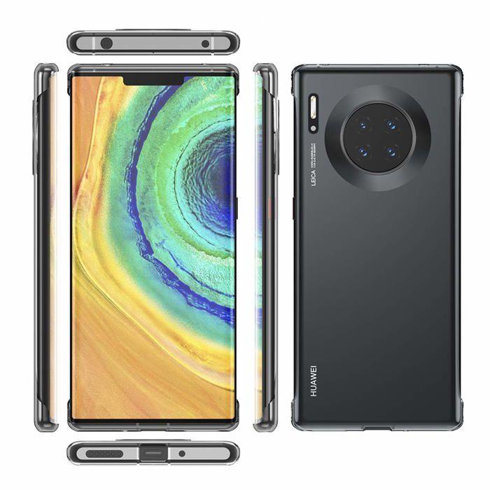 Coque et tour de cou pour Huawei MATE 30 PRO - TPU Souple Transparent Cordon Noir réglable Phonillico®