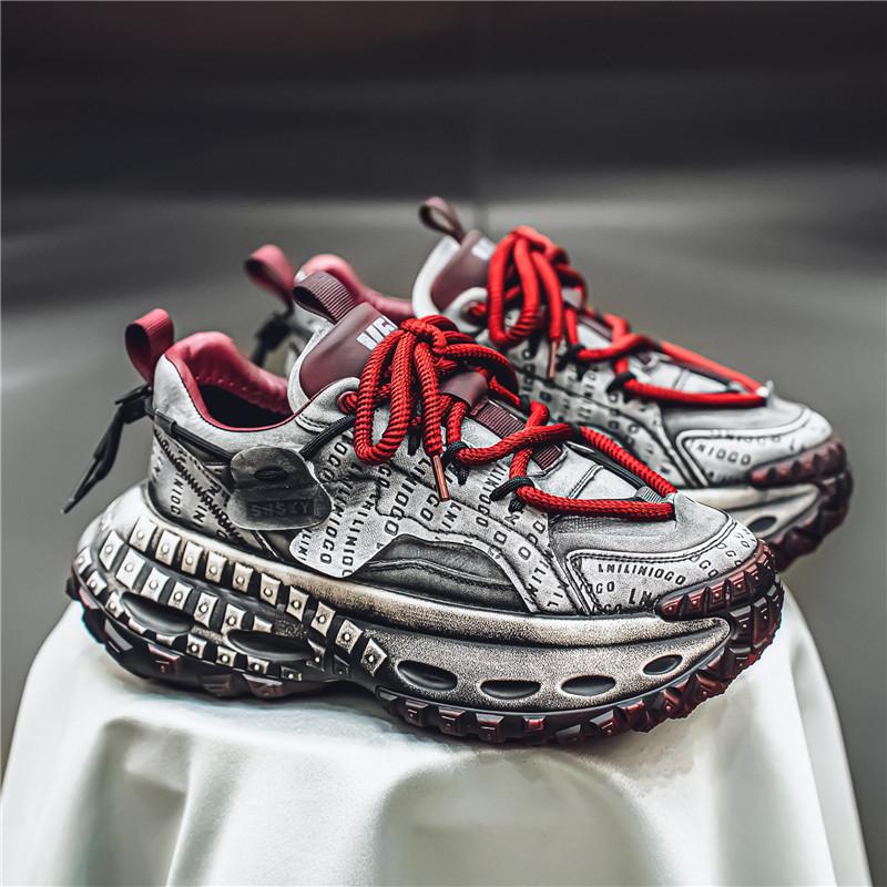 Fashion Men's Shoes 2025 Spring New Sports Wear-resistant Casual Shoes Fashion Height Increasing Comfortable Lace-up Platform Sneakers