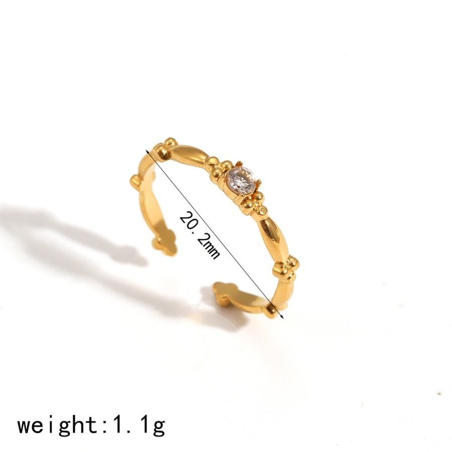 Geometric Stainless Steel Adjustable Ring With Diamonds For Women And Modern Fashion