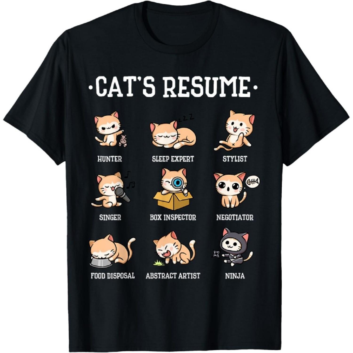 Funny Cat Shirt Cat s Resume Life Of A Cat Animal T-Shirt S