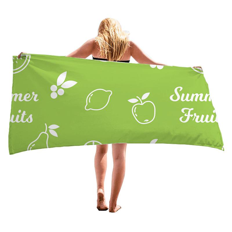 Simple small pattern square digital-printed polyester Superfine fiber double-sided fleece Beach vacation bath towel, beach towel W40*H60(CM)