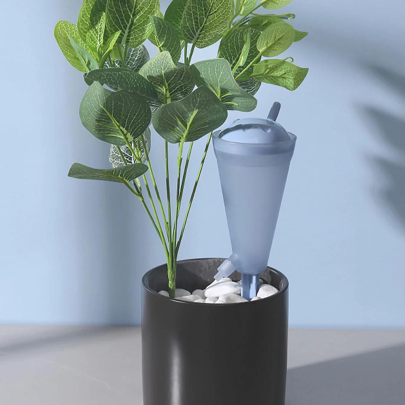 

1шт-воронкообразная прозрачная автоматическая капельница, регулирующая скорость потока воды, чайник для полива синий