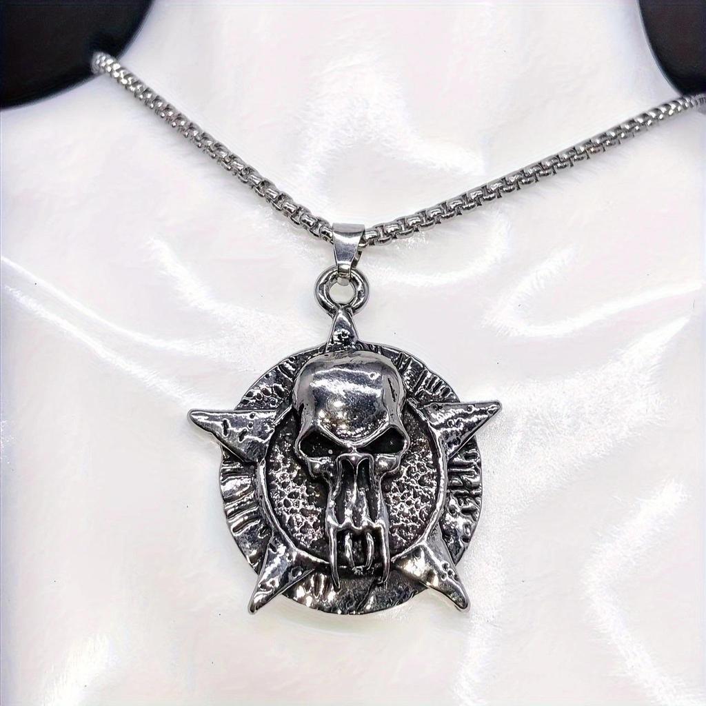 Retro Wolf Head Pendant Necklace - Men's Zinc Alloy Electroplated Wolf Tooth Design