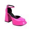 34-48 Estate Punta Tonda Tacco Spesso Tacchi Super Alti Bocca Leggera Piede Sfilata di Moda Taglia Grande Scarpe Singole Donna