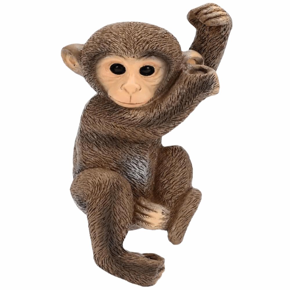 Resin Garden Monkey Statue Beige Chimpanzee Sculpture Durable Hanging Animal Ornament
