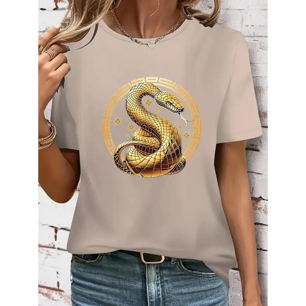 Women's T-shirt 3D Pattern Printed Casual Short Sleeved O-Neck Top Fashionable Street Women's Clothing