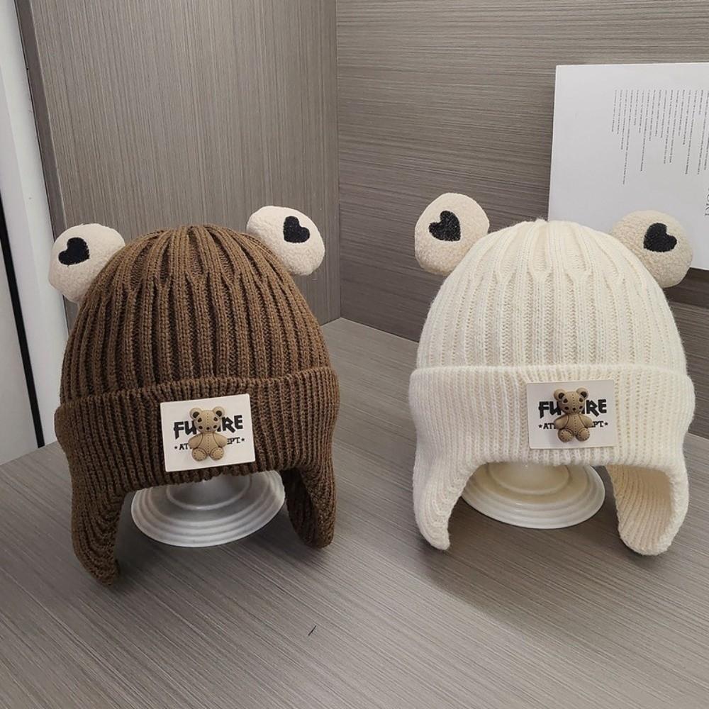 Windproof Pullover Cap Cute Bear Beanie Hat New Knitted Hat Outdoor Sports