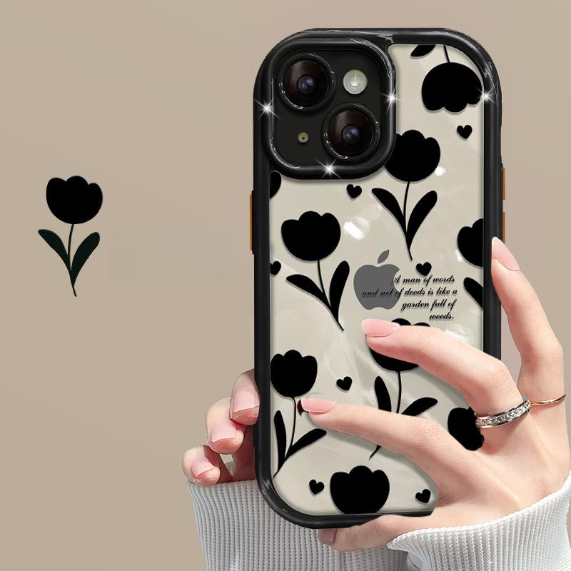 Applicable To Apple 14promax Mobile Phone Case IPhone 13/15 Full-inclusive Anti-fall 11/12 Tulip Chain Silicone