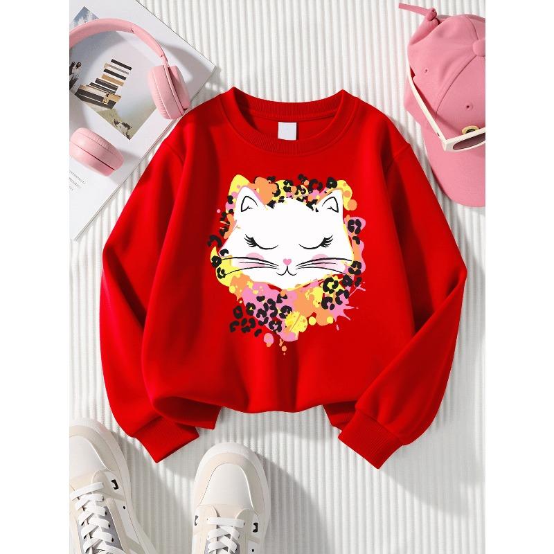European Sizes Kids' Casual Printed Round Neck Pullover, Kids' Fashion Round Neck Sweatshirt with Adorable Animal Prints, Casual Comfortable