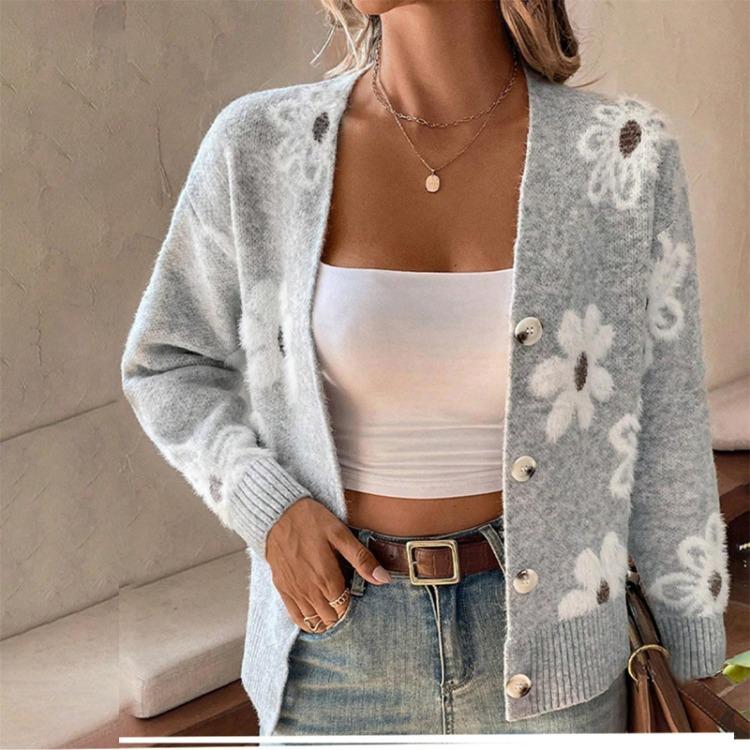 Winter Women's Fashion Loose Knit Cardigan Coat Long Sleeve Temperament