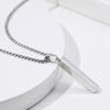 Vnox Mens Silver Color Bar Necklaces, Geometric Stainless Steel Pendant with Box Chain, Minimalst Metal Jewelry Gift for Him