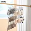 YTKJ 30 Clips Foldable Chain Hanger 3 Tier Stainless Steel Drying Rack Windproof Hook for Socks Underwear Ties Slim Vertical Space Saving Laundry