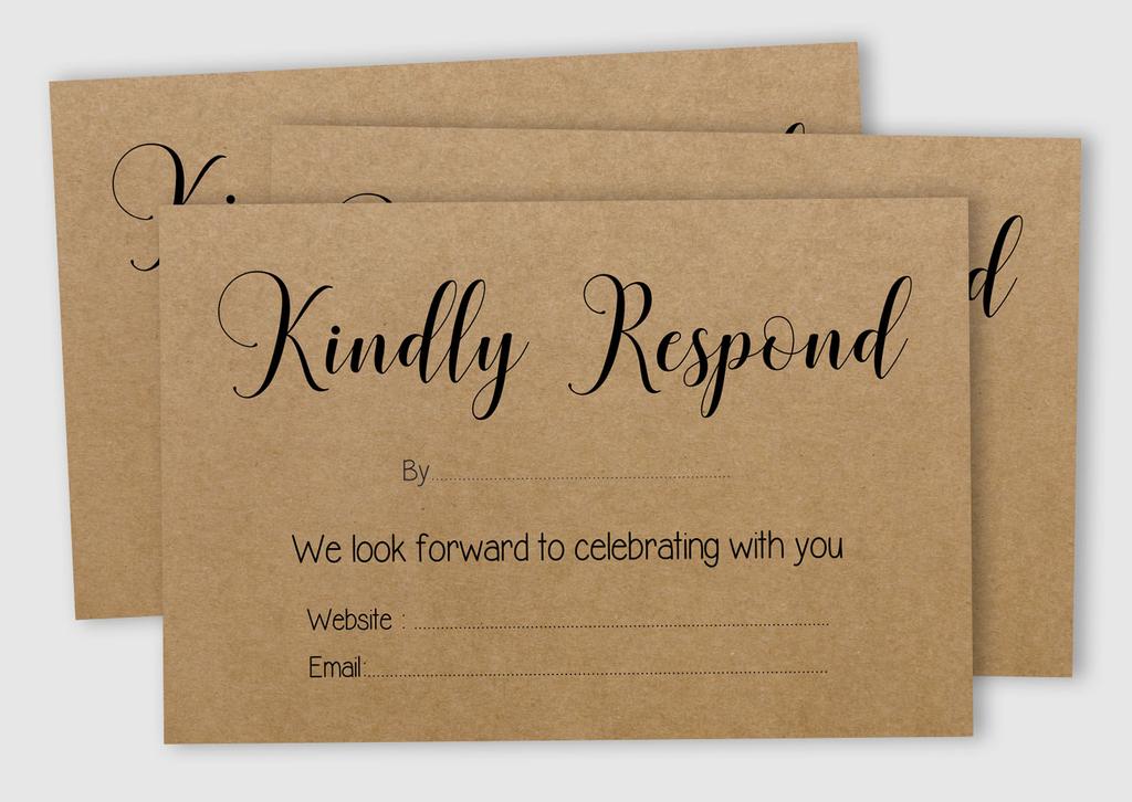 Inkdotpot 50 Blank RSVP Cards With Kraft Envelopes Rustic Kraft 4"x6" Response Cards-RSVP Reply Card For Wedding-Bridal Shower-Baby Shower-Rehearsal