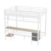 Bunk Bed 90x200 & 140x200 Cm LED Lighting USB Ports Drawers Shelves Hanging Shelves Metal Frame White (without Mattress)
