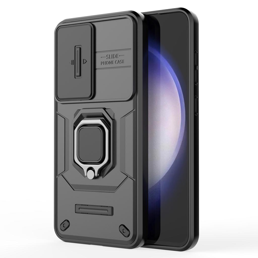 For Samsung Galaxy S24 FE Case Ring Kickstand PC+TPU Phone Cover Slide Camera Protection