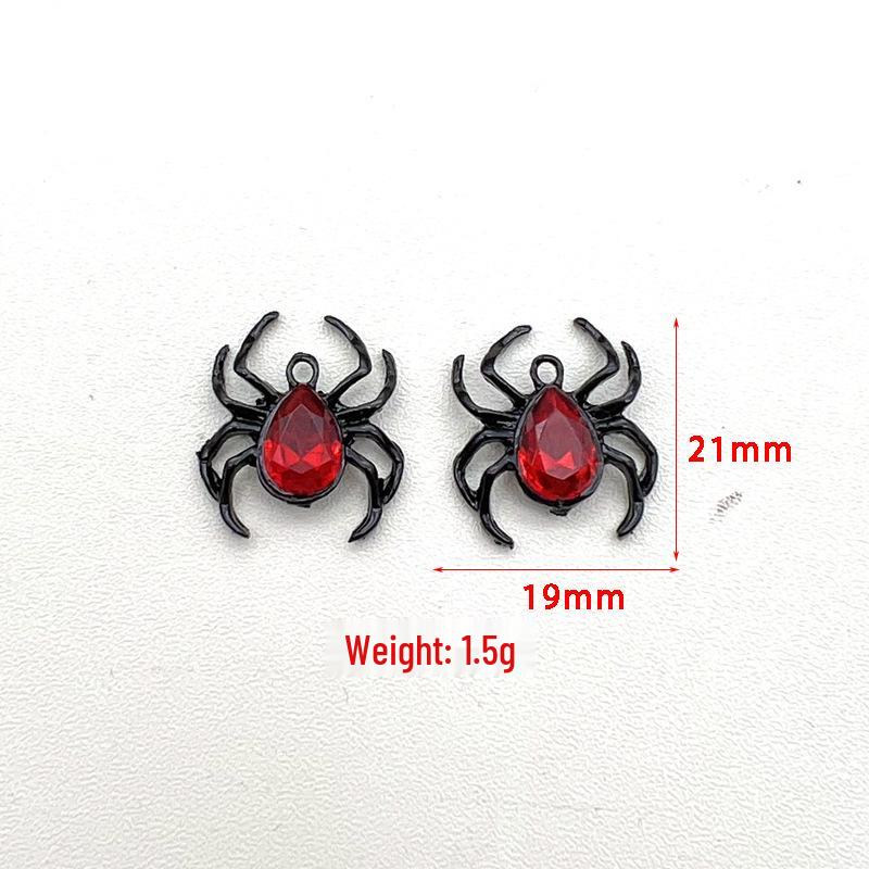 European & American Halloween DIY Jewelry: Retro Zinc Alloy Rhinestone Spider Pendant Charm