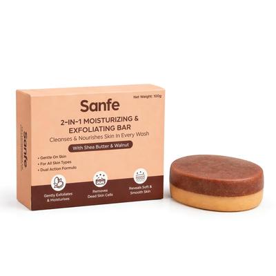 Sanfe 2-In-1 Moisturising & Exfoliating Soap For Smooth & Soft Skin | 100 G