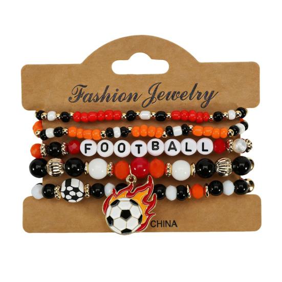 Fußballfan Perlenarmband Set mit Fußballschuh Buchstaben Anhängern Mehrschichtiges Stapelarmband für die Weltmeisterschaft 2026-Thema Unterstützer Sport Schmuck