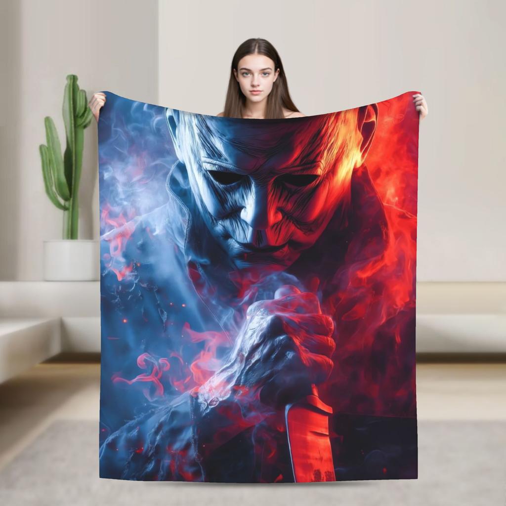 Michael Myers Halloween  Blankets  Picnic Flannel Throw Blanket For Couch Bed Soft Customized Quality Bedspread Birthday Gift
